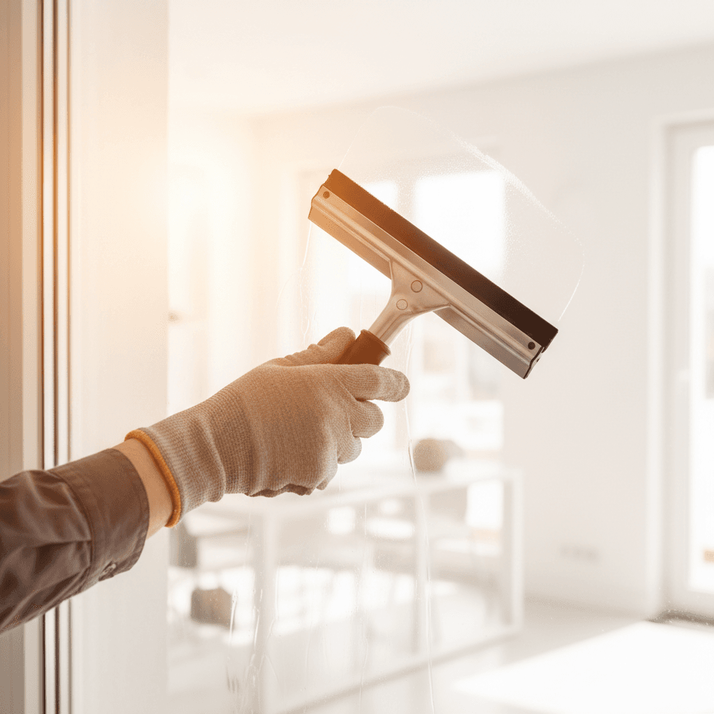 Detailed window cleaning with professional technique and streak-free results