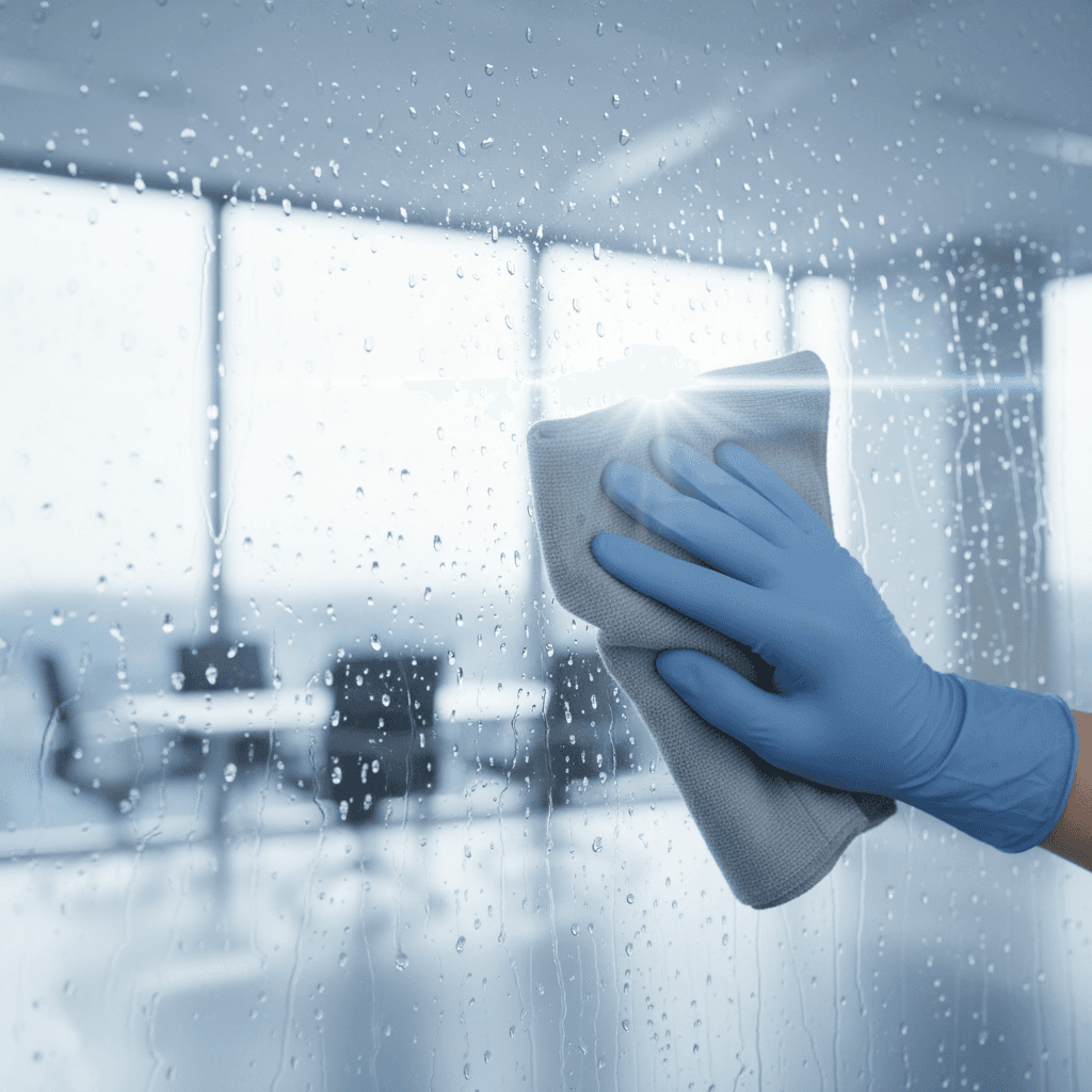 Final cleaning of fixtures and glass surfaces